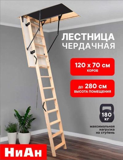 Лестница чердачная НиАн Классик 70x120x280 (ver.1)
