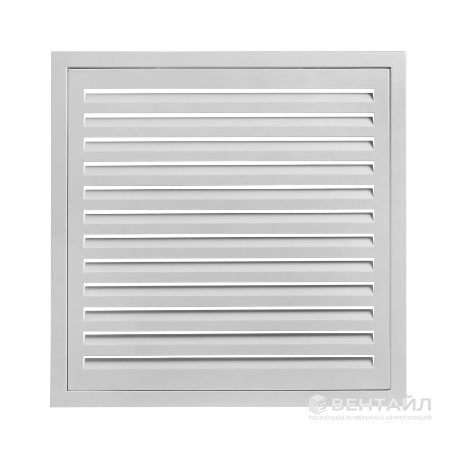 Решетка нажимная металлическая 600x600 с жалюзи для радиатора отопления