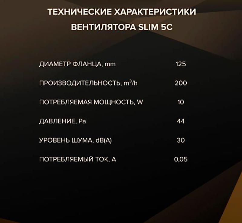 Вентилятор накладной SLIM 5C-02, 125 мм (подшипник, обратный клапан, выключатель)