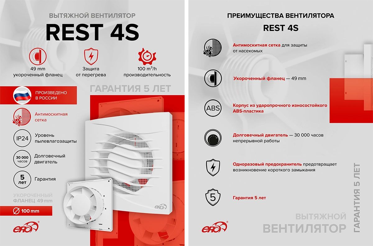 Вентилятор накладной Эра REST 4S