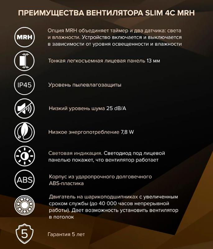 Вентилятор накладной SLIM 4C D100 обратный клапан MRH Вентилятор накладной SLIM 4C D100 обратный клапан MRH