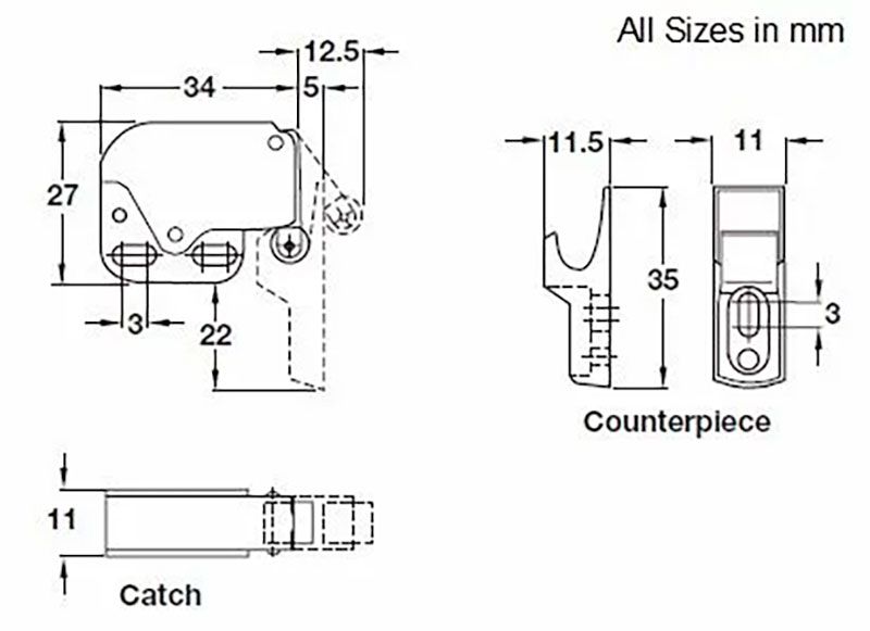размеры Mini Latch размеры Mini Latch